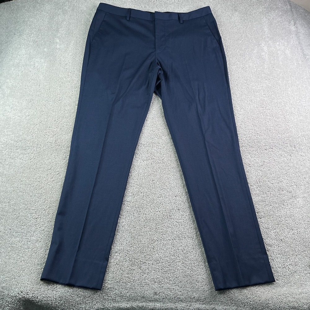 Bonobos Pants Mens 38x34 Navy Blue Slim Fit Wool Stretch Business Trousers